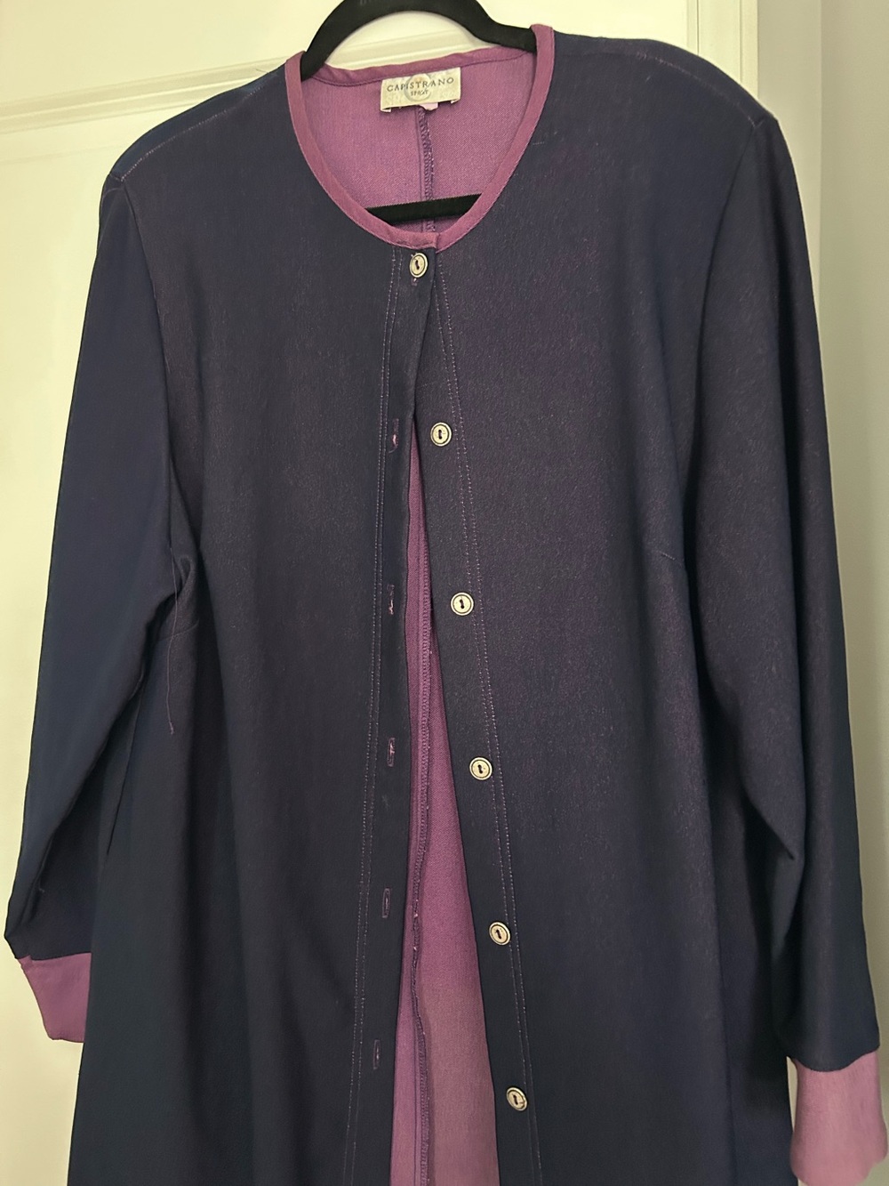 Capistrano Women's Navy & Purple Button-Front Coat Size 18